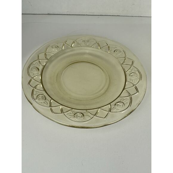 Federal Glass CO. Yellow Cup And Saucer Dutch Rose Amber Vintage - Picture 6 of 6